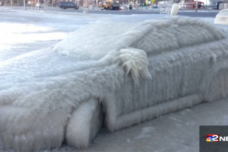 Frozen car Lake Erie