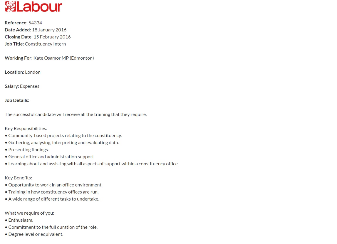 Intern job posting Intern job posting