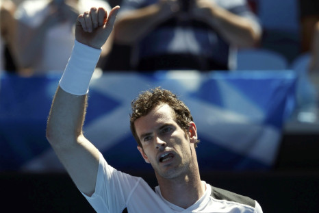 Andy Murray celebrating first round win
