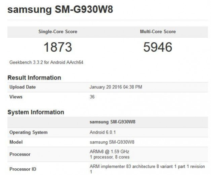 Galaxy S7 benchmark specs