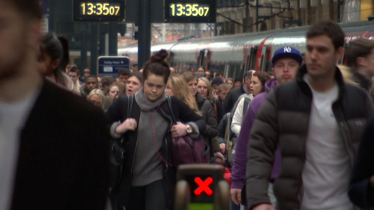 Commuters using trains in London