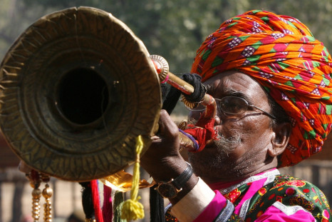 Man blowing horn