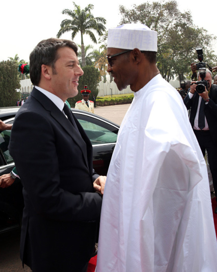 Mattero Renzi and Muhammadu Buhari in Abuja