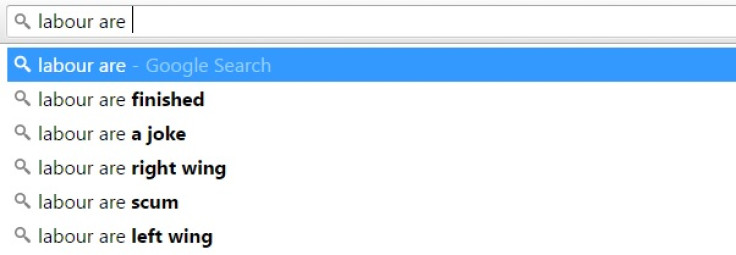 Labour are Google search suggestion