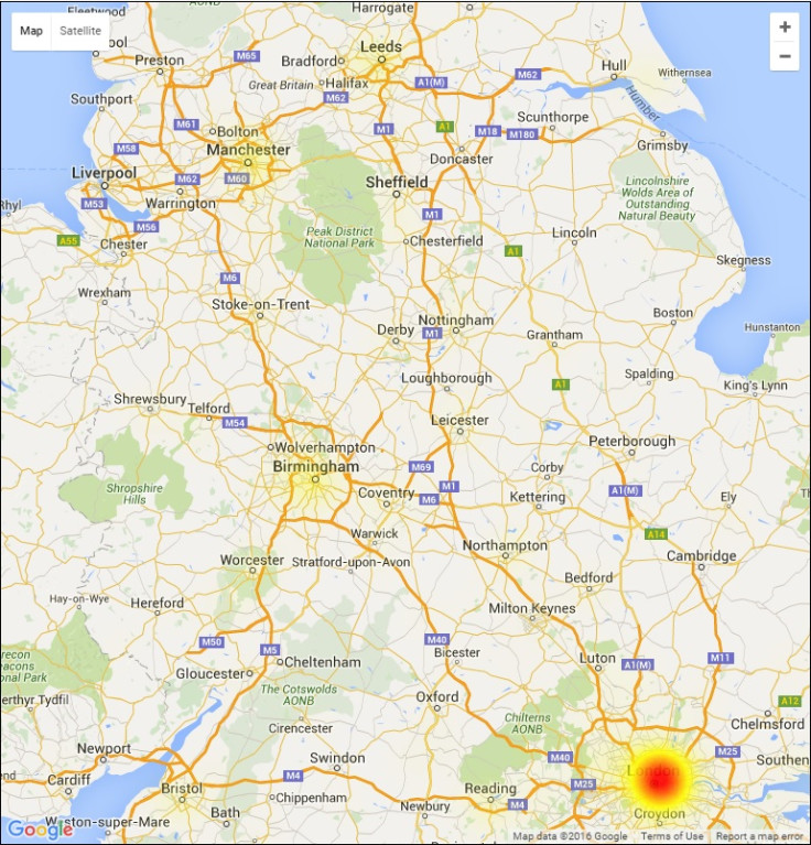 BT outage heat map