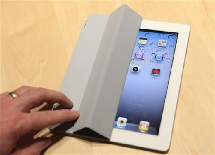The iPad 2 with a Smart Cover is shown in use in the demonstration area after the iPad 2 launch during an Apple event in San Francisco,