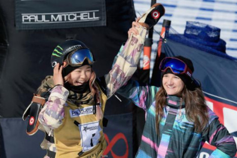 Chloe Kim celebrates her win