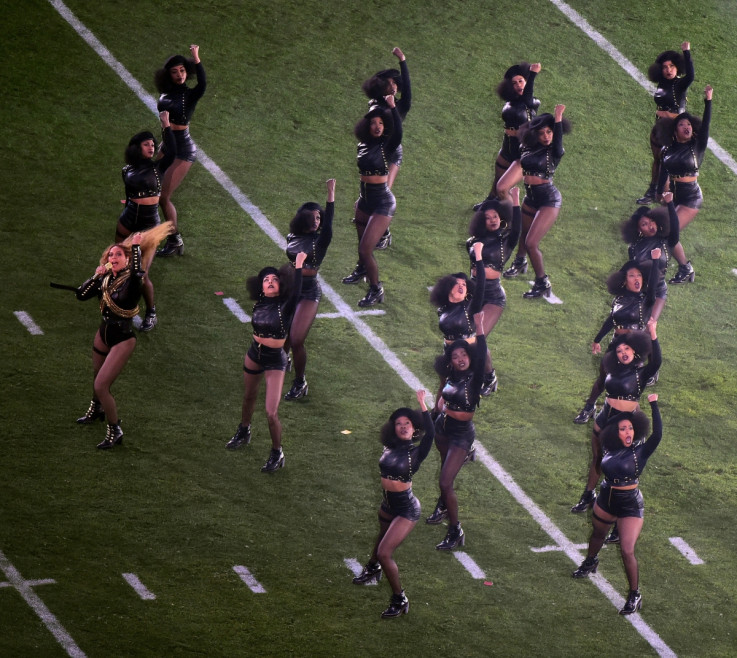 Beyonce performing at the Super Bowl