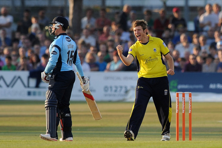 Liam Dawson celebrates for Hampshire