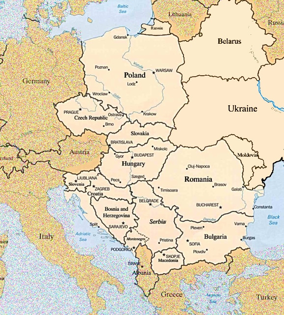 Map of Eastern Europe 2016