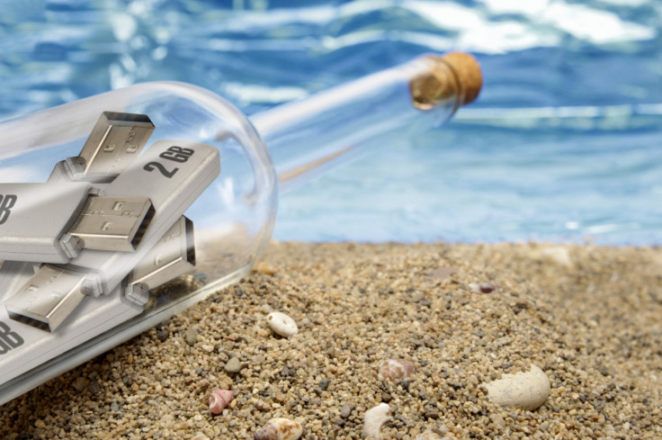 USB memory sticks in a bottle