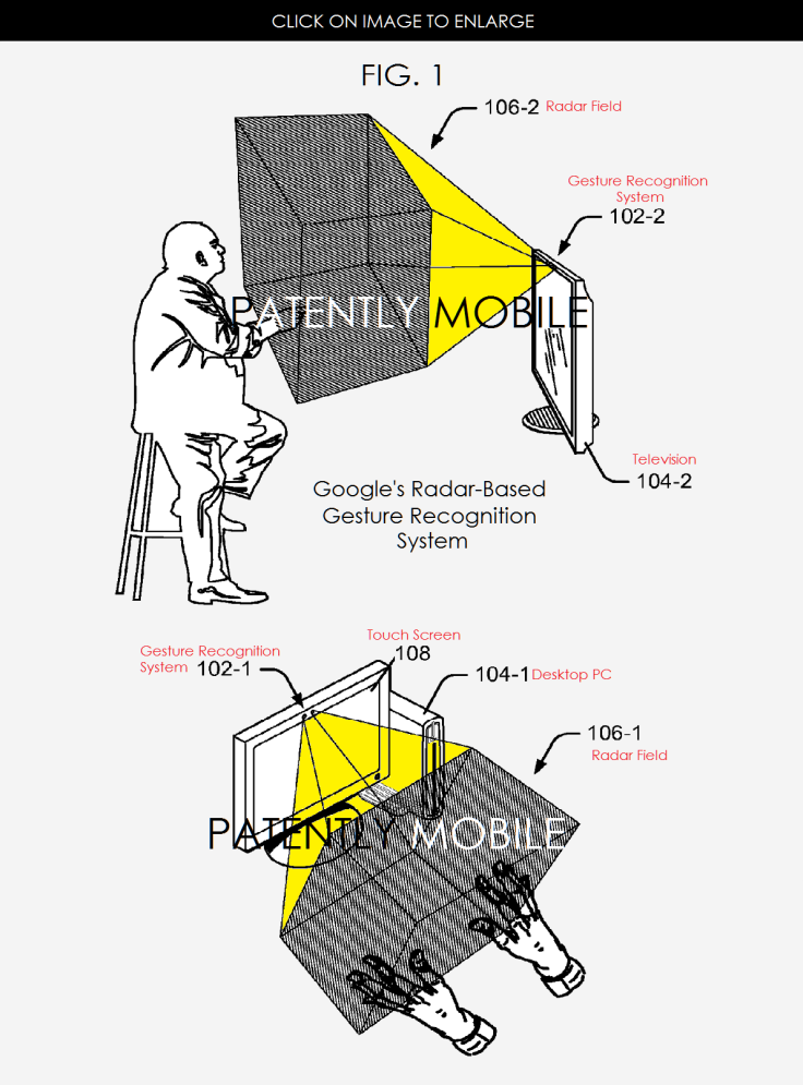 Patent drawing for gesturing system by Google