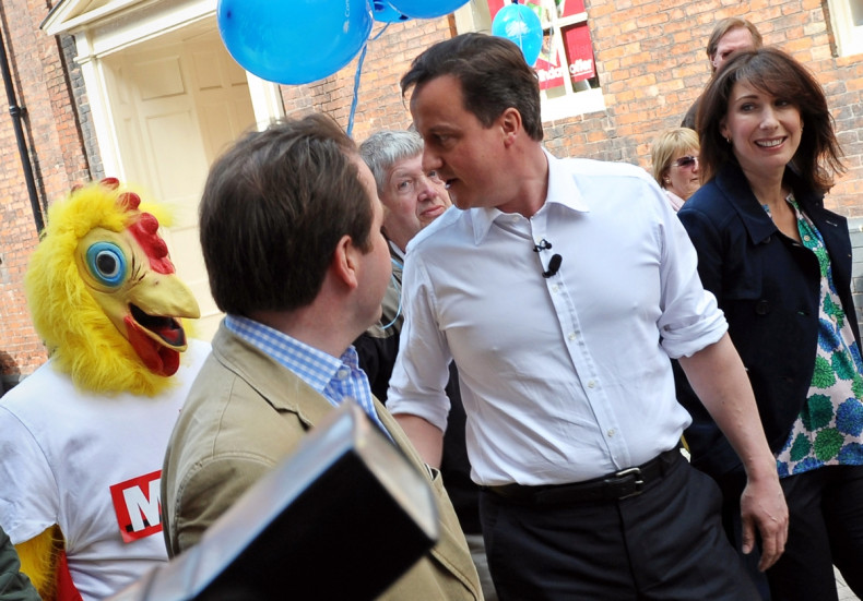 David Cameron and a chicken suit