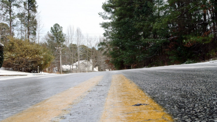 Frozen road with ice