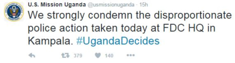US Embassy in Kampala Tweet