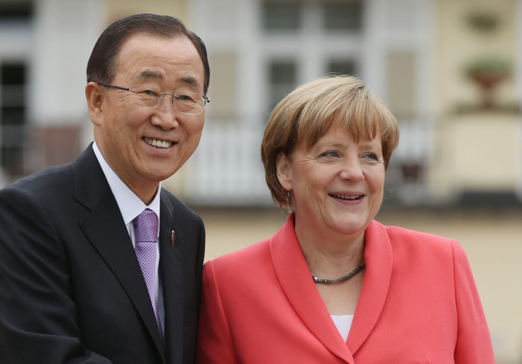 Ban Ki-Moon and Angela Merkel