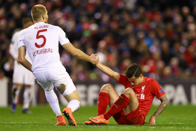 Coutinho goes down Coutinho goes down