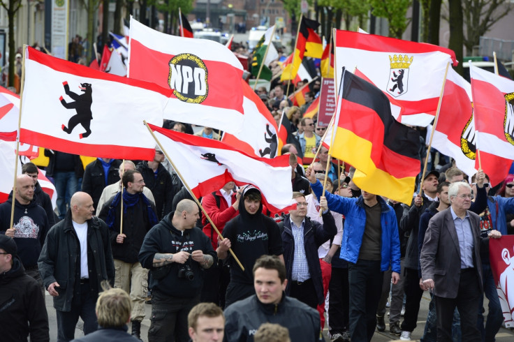 Supporters on the Neo-Nazi NPD at aBerlinrally