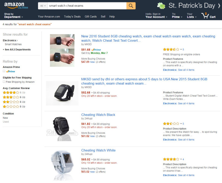 Amazon US cheating smartwatch listings