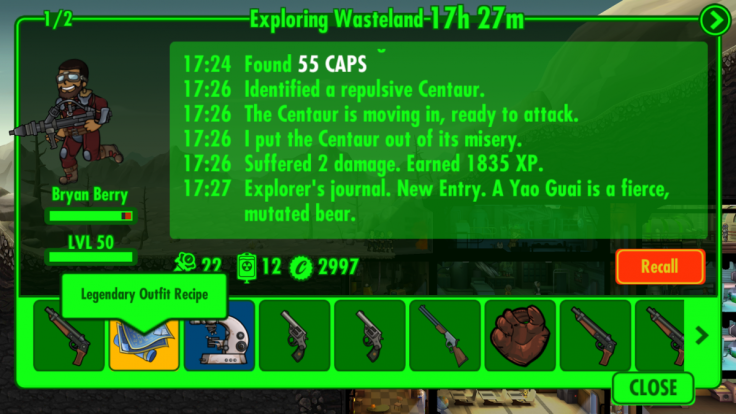 Fallout Shelter Legendary Recipe