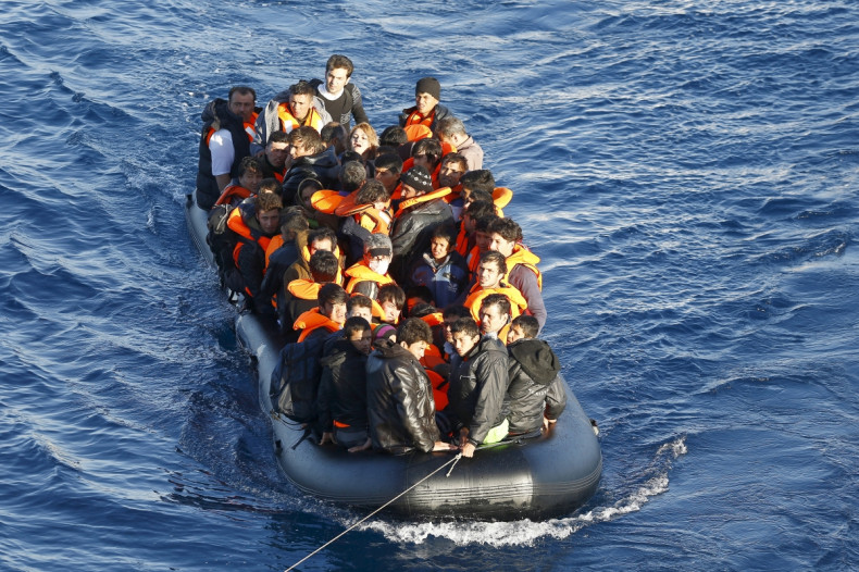 Migrants on dinghy