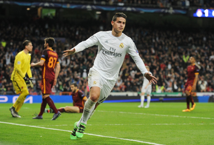 James celebrates his goal