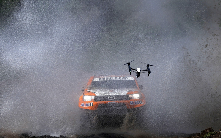 camera drone captures a rally care