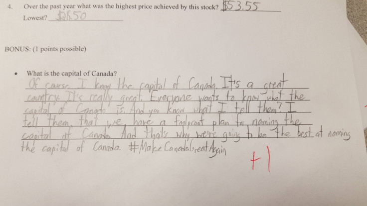 canada student exam answer