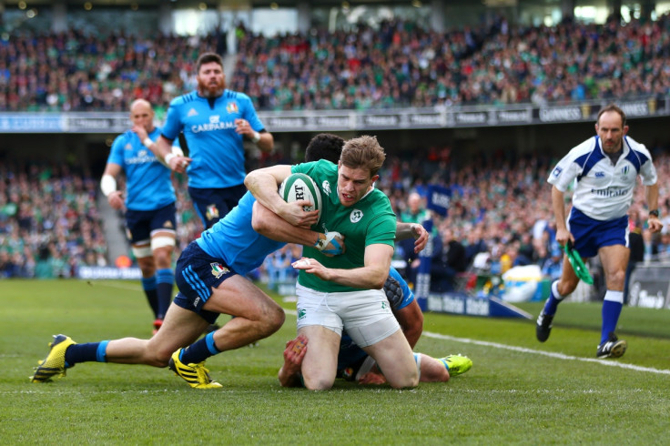 Andrew Trimble scores a try