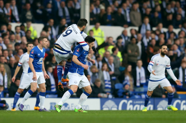 Diego Costa challenges Gareth Barry