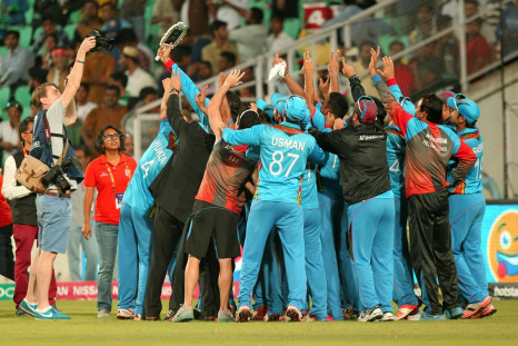 Afghanistan's players celebrate their win