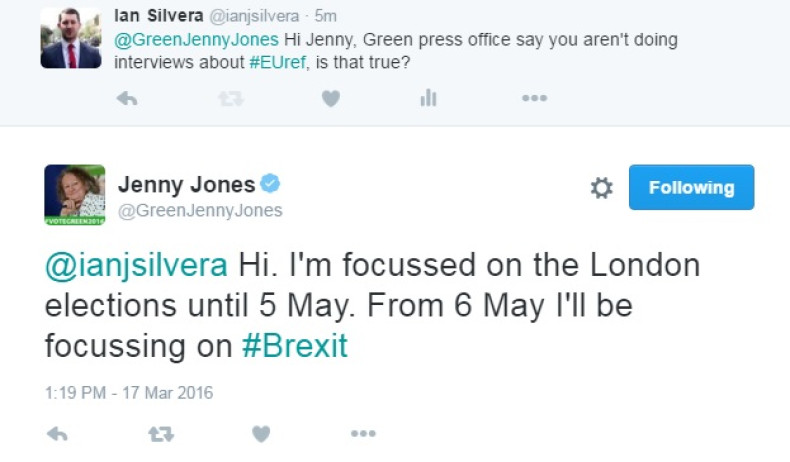 Jenny Jones tweets IBTimes UK