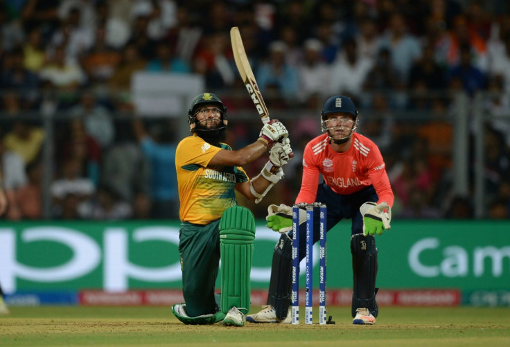 Hashim Amla looks to find the boundary