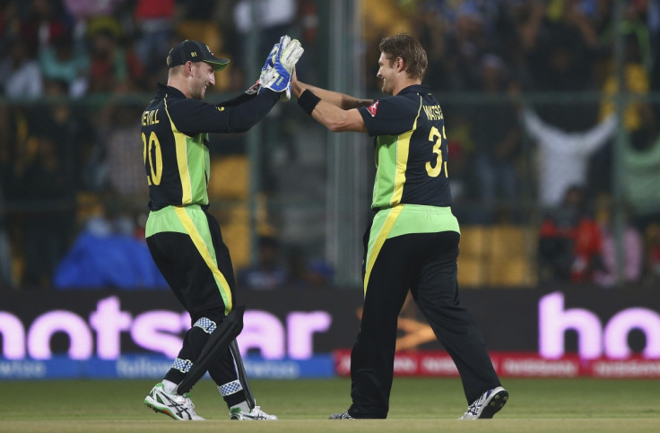 Shane Watson celebrates the wicket