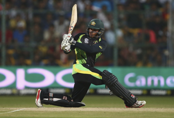 Usman Khawaja looks for the boundary 