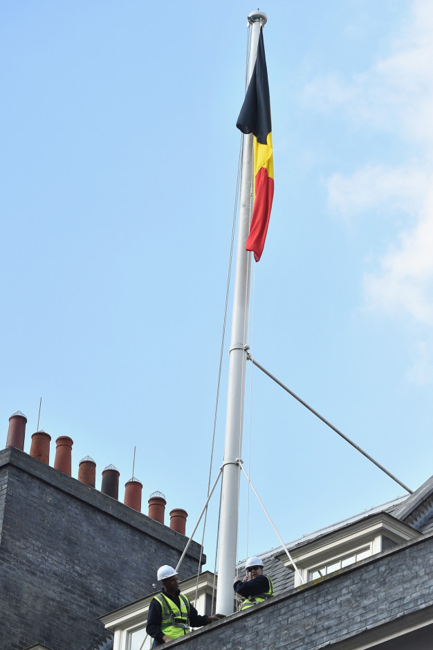 Belgian flag Downing Street Belgian flag Downing Street