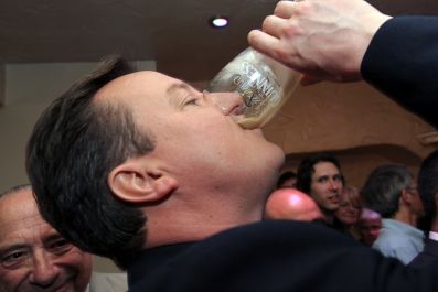 David Cameron drinks