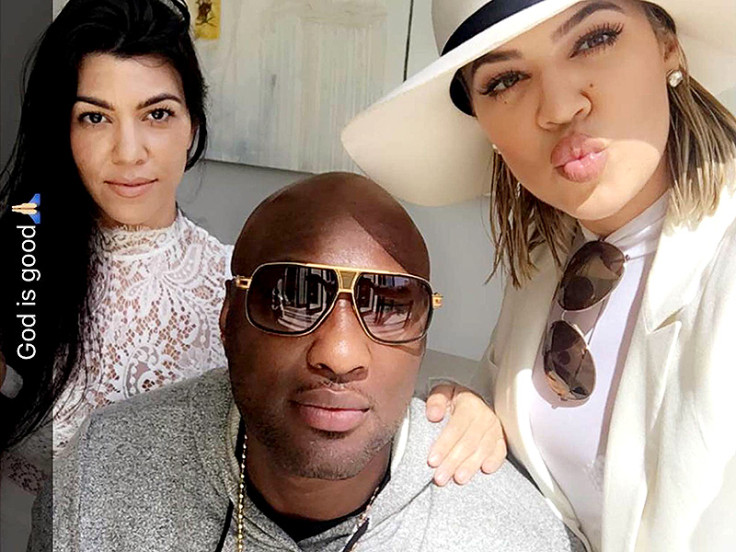 Kourtney and Khloe Kardashian with Lamar Odom