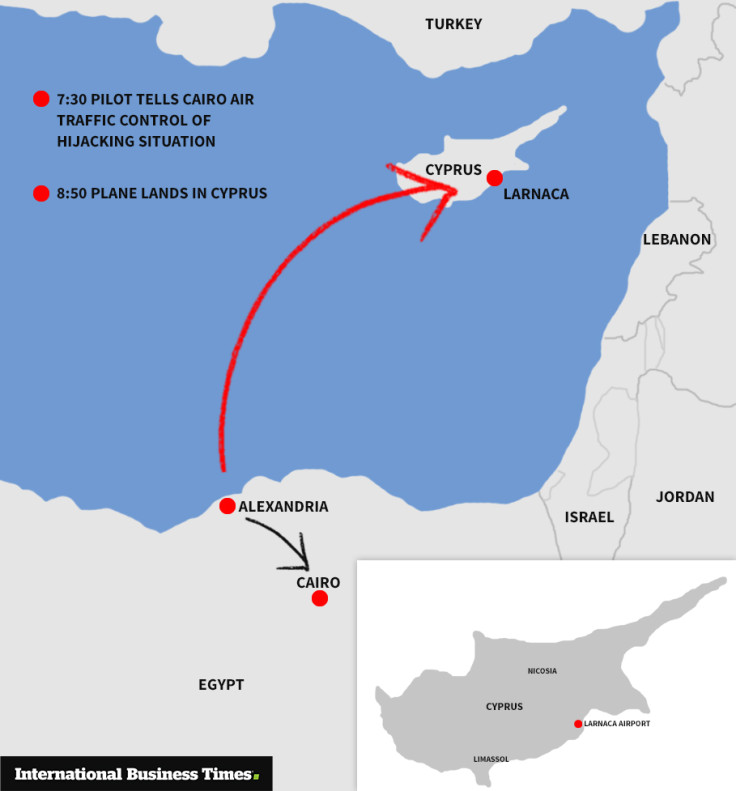 Map shows the route flight MS181