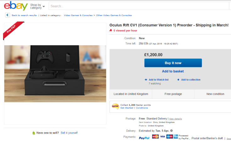 eBay Oculus Rift 