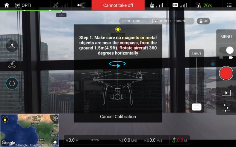 How to calibrate Phantom 4 drone's compass