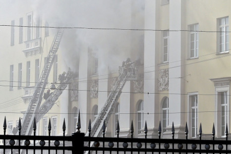 Russian firefighters battle the blaze in theMoscow