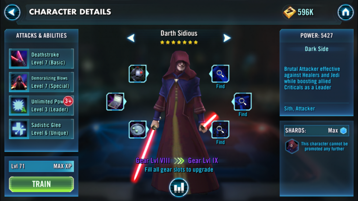 Star Wars Galaxy of Heroes Darth Sidious