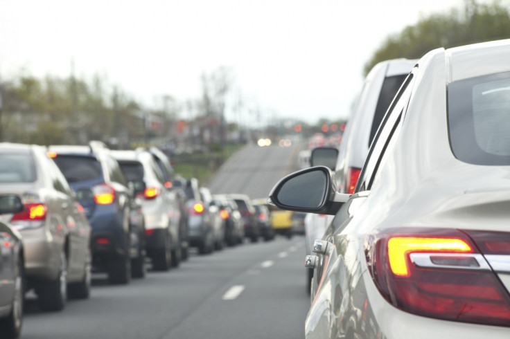 A car signals left