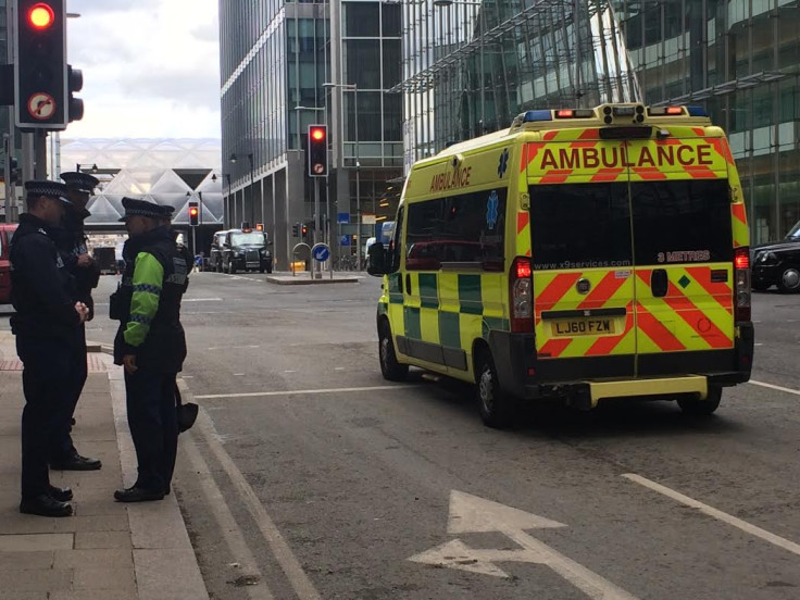 Police and Ambulance at Canary Wharf Crash