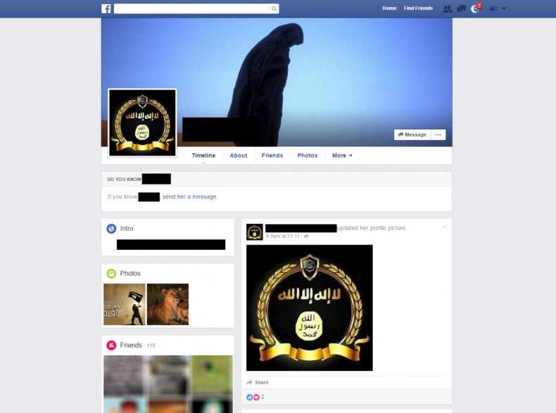 An Isis supporter's Facebook account