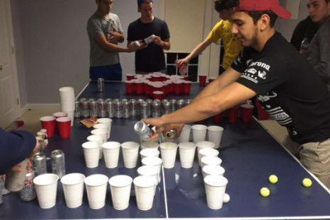 Students at Princeton High School playing Holocaust pong beer drinking game