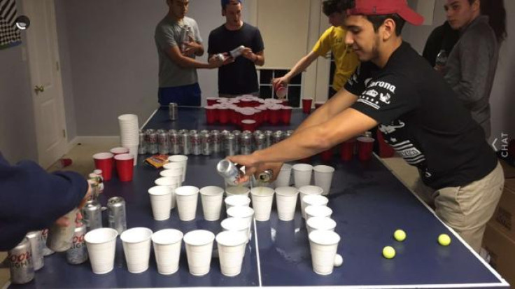 Students at Princeton High School playing Holocaust pong beer drinking game
