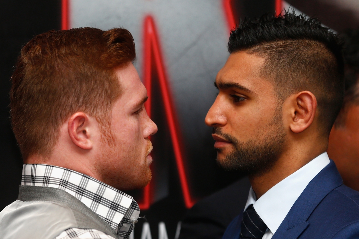 Saul Alvarez and Amir Khan come face-to-face Saul Alvarez and Amir Khan come face-to-face