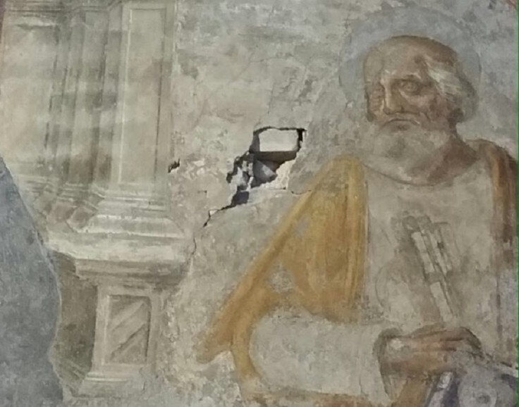 Fresco damaged Italy Basilica di San Giovanni Maggiore 